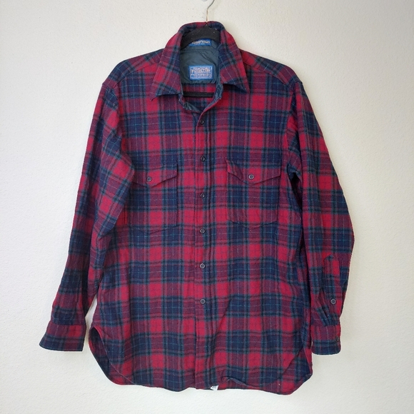 Vintage Pendleton Outdoorsman  Plaid Wool Button Down Size Large Men's - Picture 1 of 7
